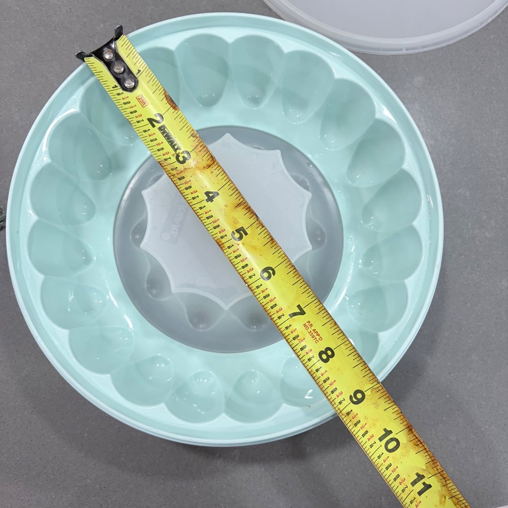 TUPPERWARE JEL-RING Jello MOLD 3 Piece Mold, insert, & Lid Green 1201 1202 1203 - Picture 7 of 8